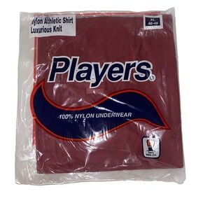 Players Nylon T-Shirt Men Size XL Red Luxurious Knit Underwear Vintage Deadstock